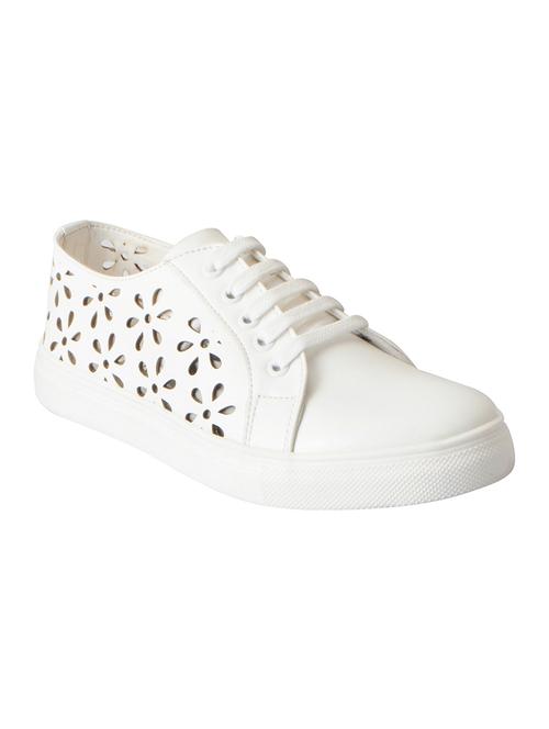 white synthetic laceup sneakers - 16015748 - Very Small Image - 1