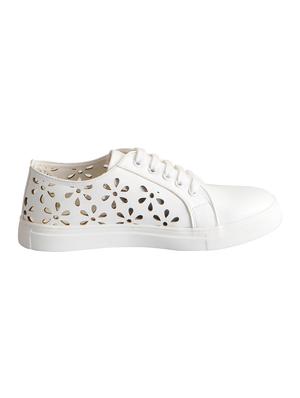 white synthetic laceup sneakers - 16015748 - Standard Image - 2