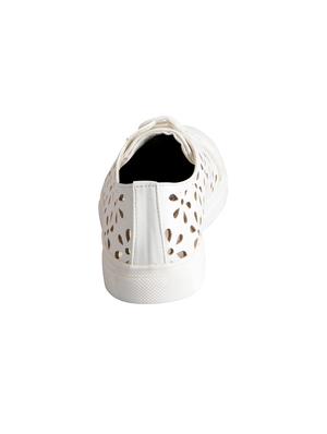 white synthetic laceup sneakers - 16015748 - Standard Image - 3