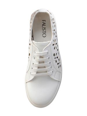white synthetic laceup sneakers - 16015748 - Standard Image - 4