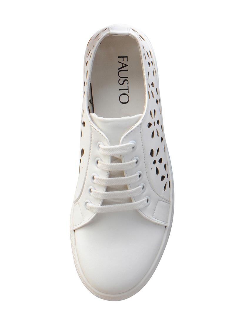 white synthetic laceup sneakers - 16015748 - Zoom Image - 4