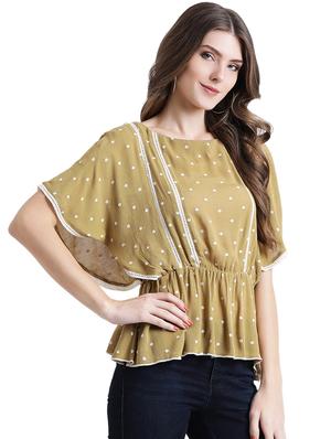 contrast lace dot print top - 16015834 - Standard Image - 2