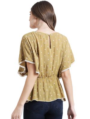 contrast lace dot print top - 16015834 - Standard Image - 3