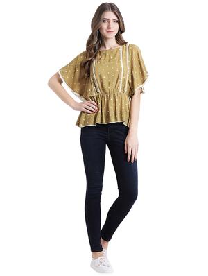 contrast lace dot print top - 16015834 - Standard Image - 4
