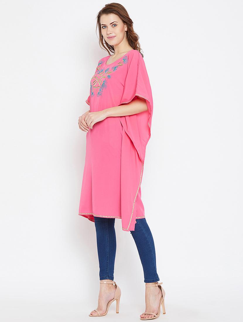 lace detail embroidered kaftan tunic - 16015884 - Zoom Image - 2