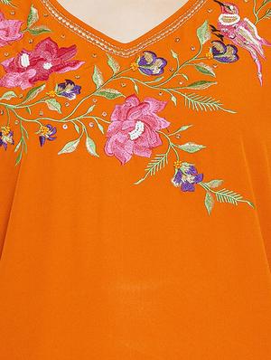 lace detail embroidered sequined kaftan - 16015886 - Standard Image - 4