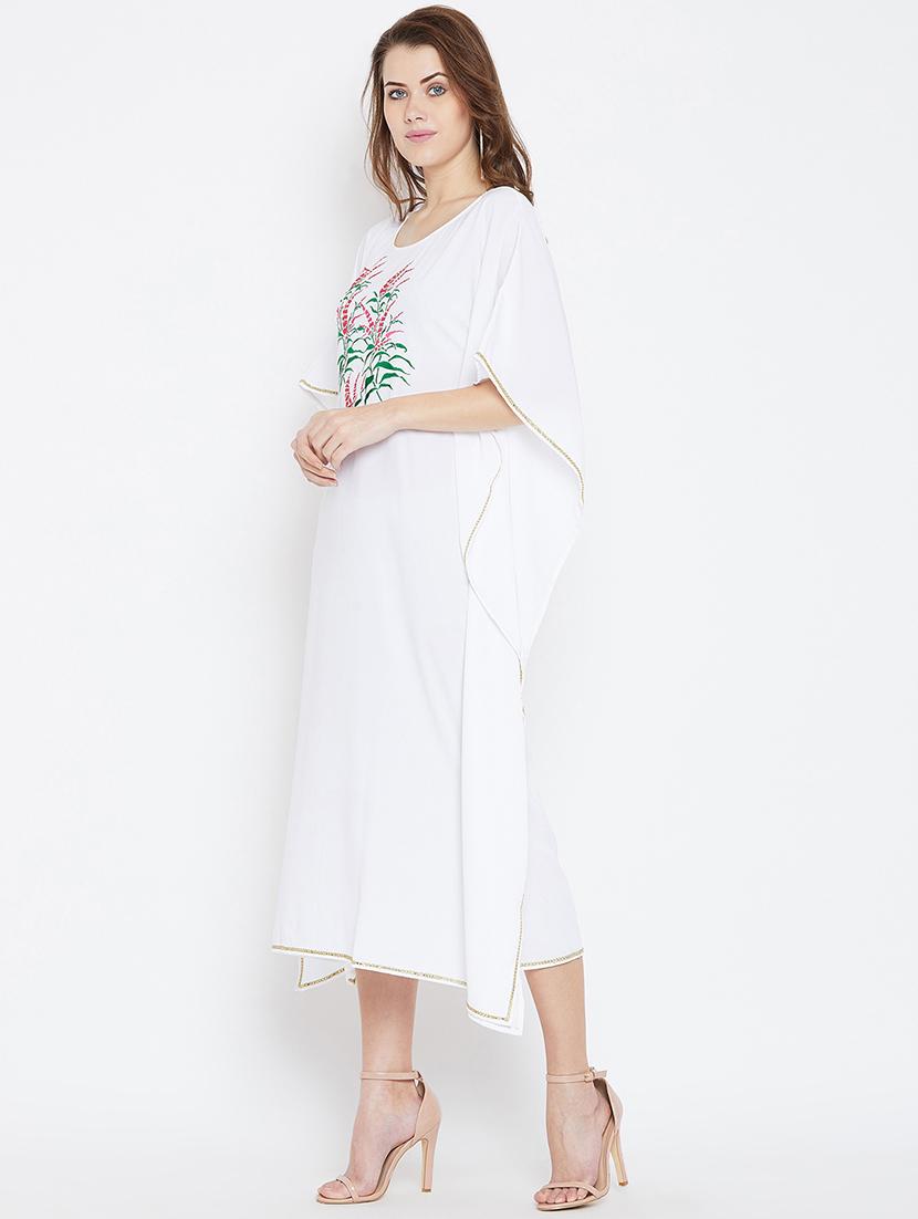 lace detail embroidered kaftan - 16015890 - Zoom Image - 2
