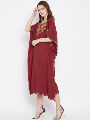 lace detail embroidered sequined kaftan - 16015896 - Standard Image - 2