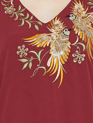 lace detail embroidered sequined kaftan - 16015896 - Standard Image - 4