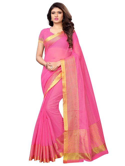 striped zari border woven saree with blouse - 16015906 - Standard Image - 1