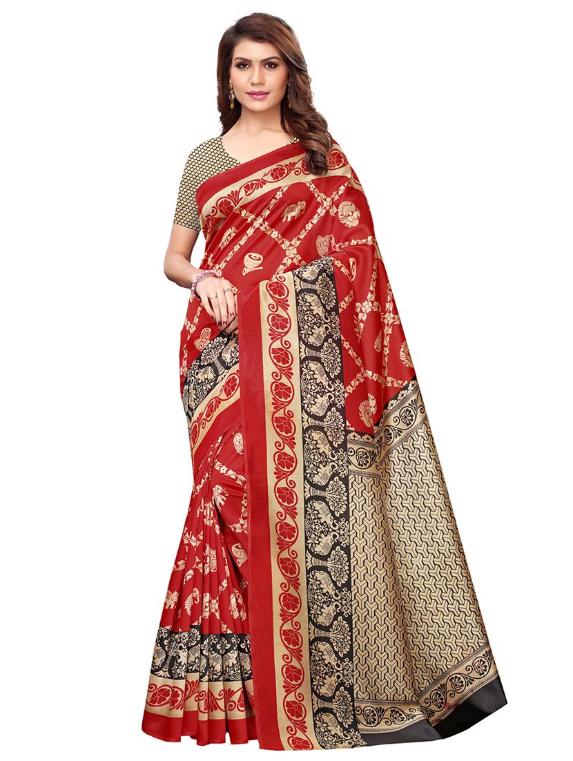 conversational motif printed saree with blouse - 16015934 - Zoom Image - 1