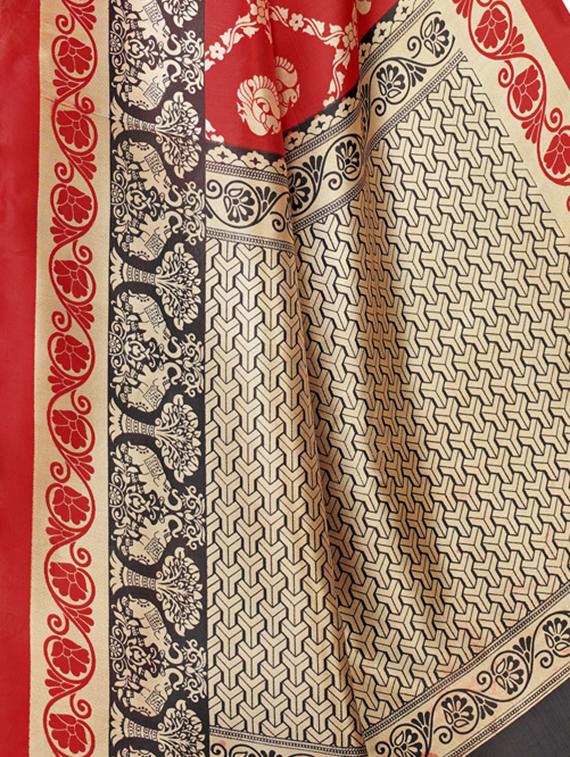 conversational motif printed saree with blouse - 16015934 - Zoom Image - 4