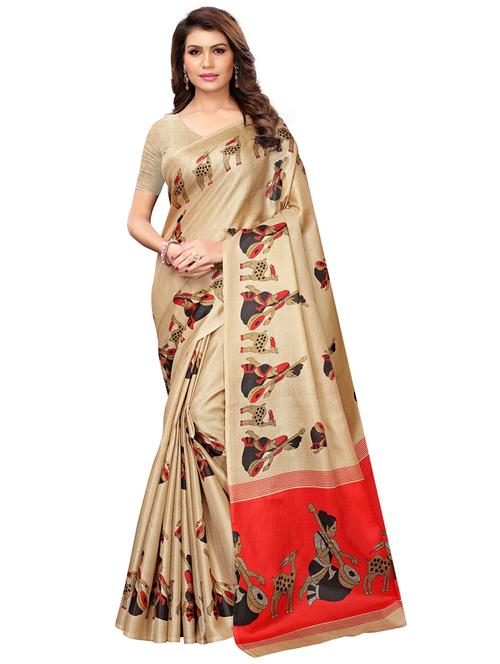 conversational bordered saree with blouse - 16015937 - Standard Image - 1