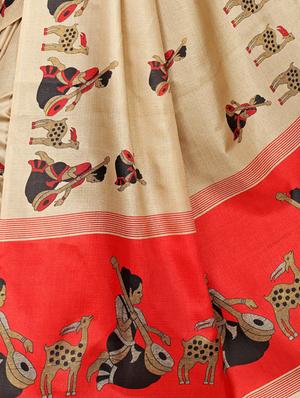 conversational bordered saree with blouse - 16015937 - Standard Image - 4