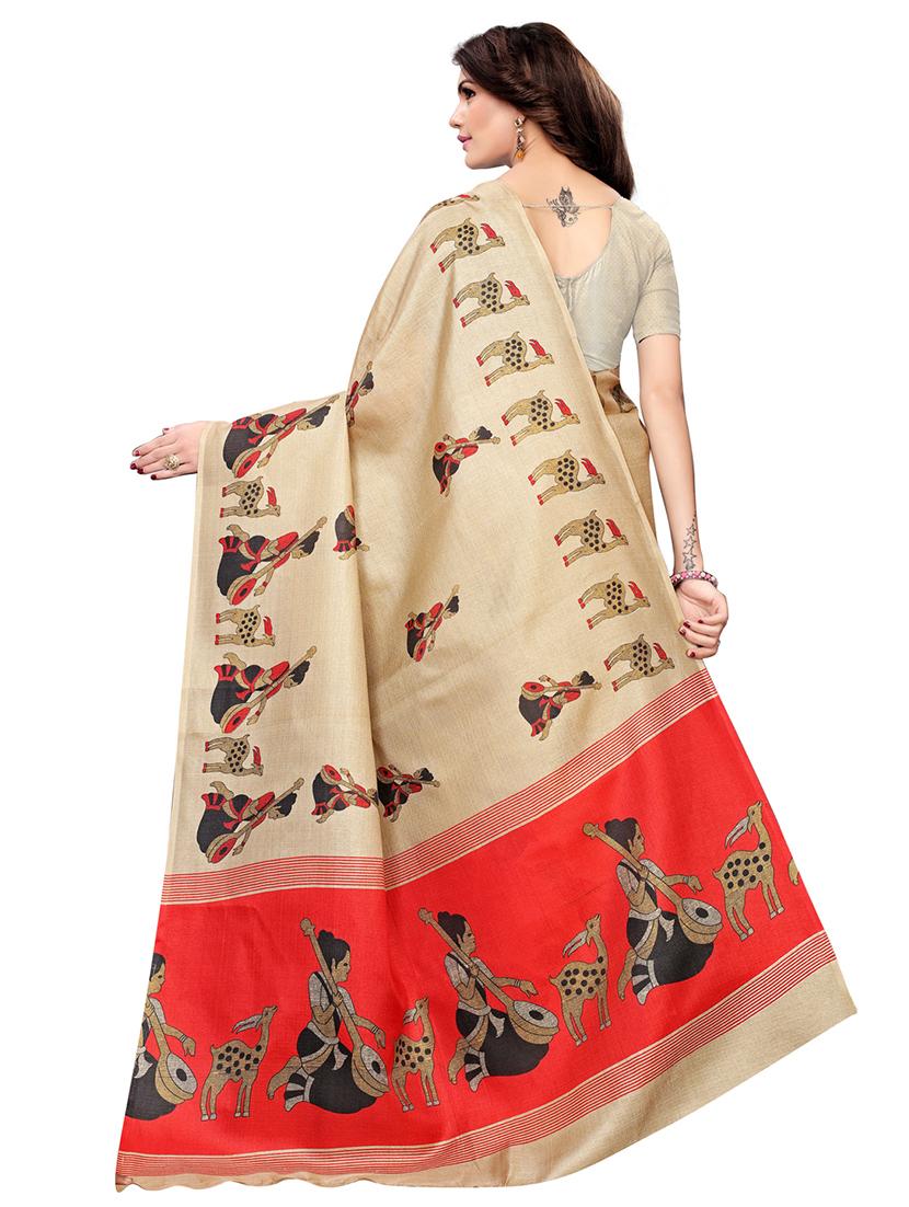 conversational bordered saree with blouse - 16015937 - Zoom Image - 2