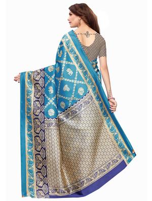 navy silk plain saree with blouse - 16015947 - Standard Image - 2