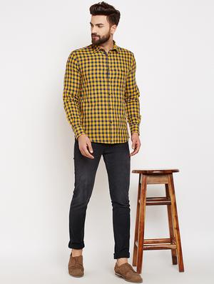 yellow cotton casual shirt - 16015960 - Standard Image - 4