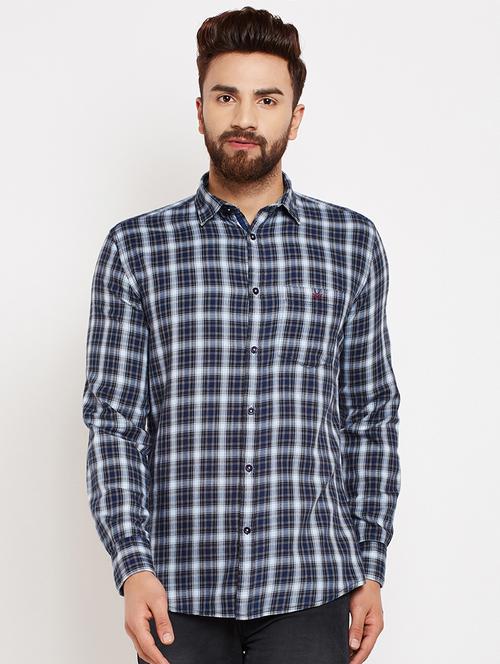 blue cotton casual shirt - 16015962 - Standard Image - 1