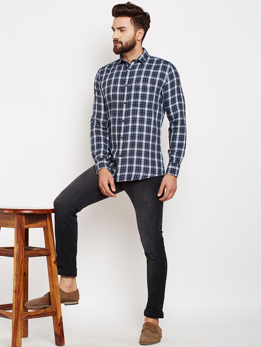 blue cotton casual shirt - 16015962 - Zoom Image - 4