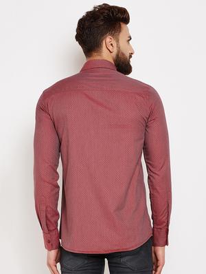 maroon polka dotted casual shirt - 16015966 - Standard Image - 3