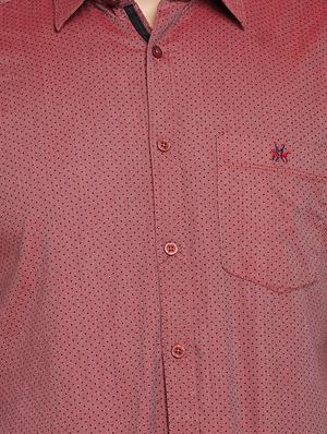 maroon polka dotted casual shirt - 16015966 - Standard Image - 4
