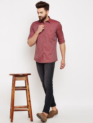 maroon polka dotted casual shirt - 16015966 - Standard Image - 5