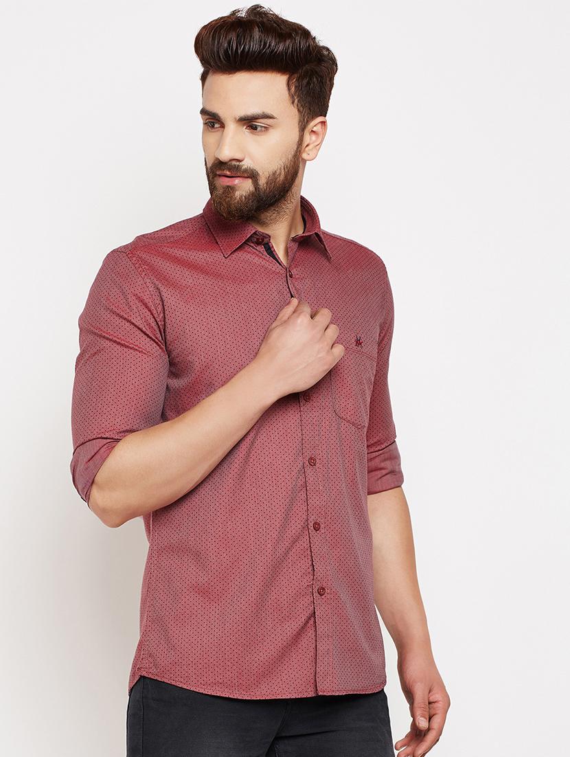maroon polka dotted casual shirt - 16015966 - Zoom Image - 2