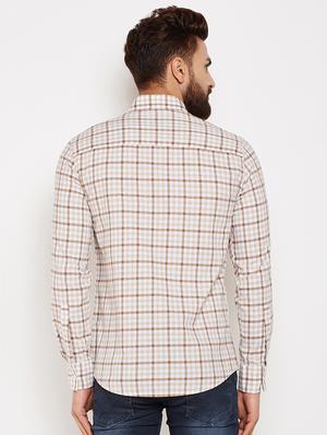 beige checkered casual shirt - 16015981 - Standard Image - 3