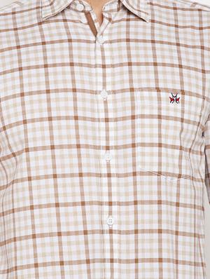 beige checkered casual shirt - 16015981 - Standard Image - 4