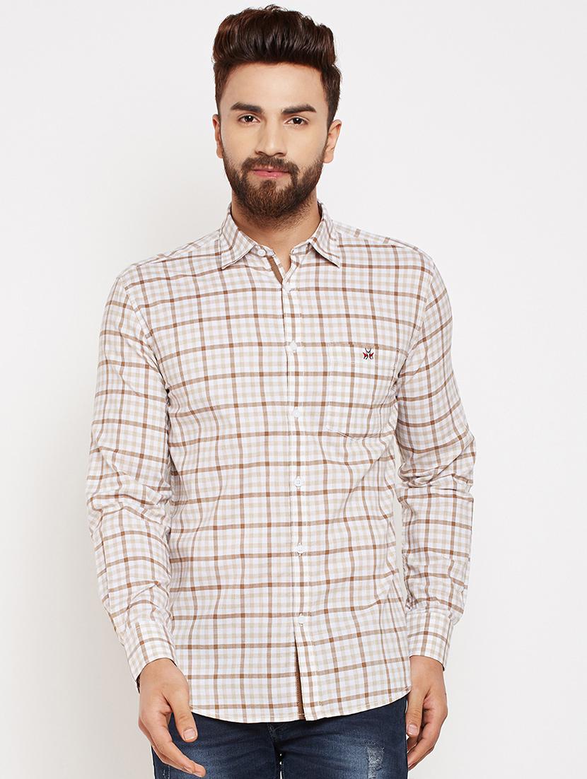 beige checkered casual shirt - 16015981 - Zoom Image - 1