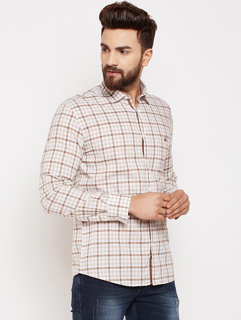 beige checkered casual shirt - 16015981 - Zoom Image - 2
