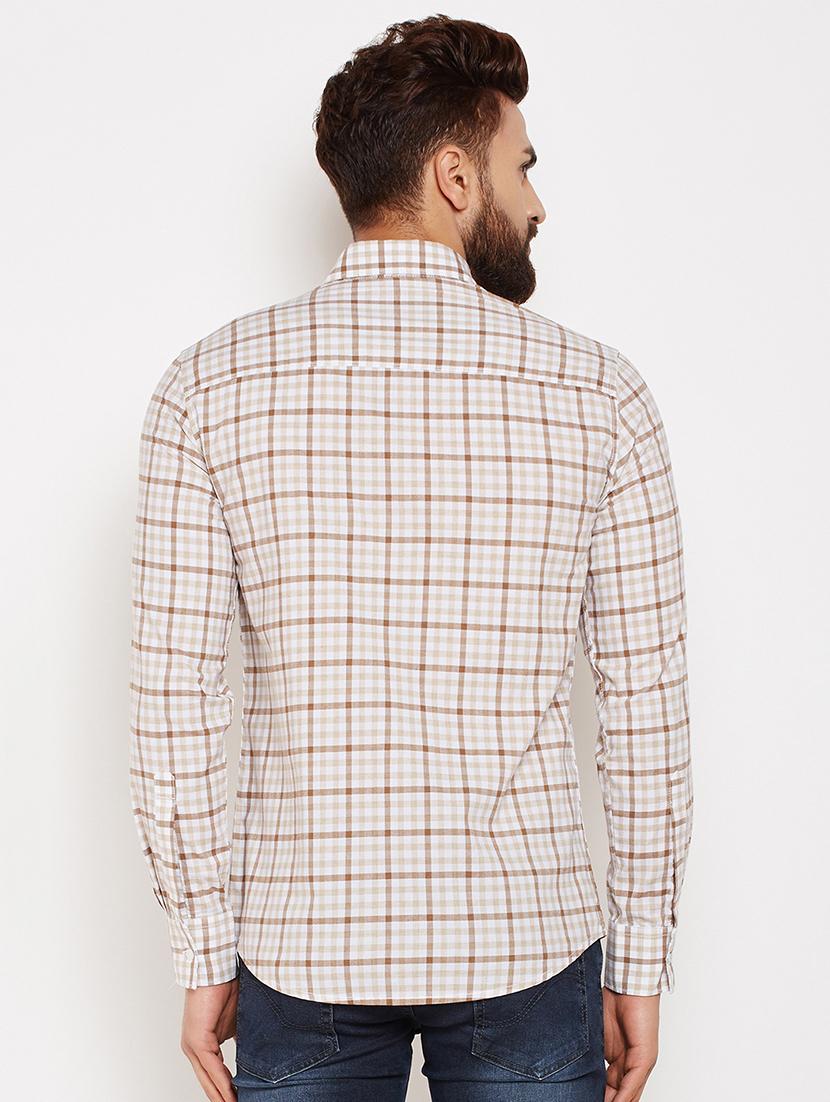 beige checkered casual shirt - 16015981 - Zoom Image - 3