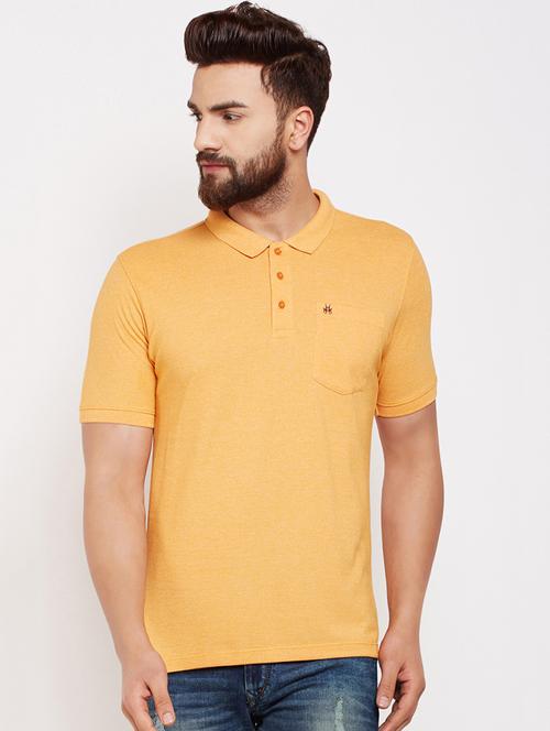 yellow solid polo t-shirt - 16015993 - Standard Image - 1