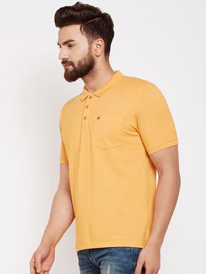 yellow solid polo t-shirt - 16015993 - Standard Image - 2