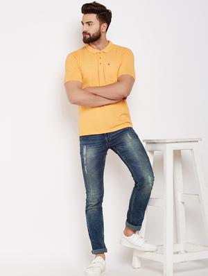 yellow solid polo t-shirt - 16015993 - Standard Image - 4