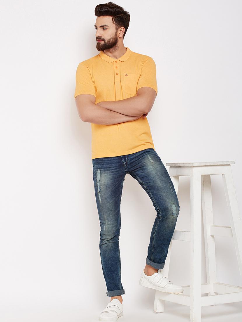 yellow solid polo t-shirt - 16015993 - Zoom Image - 4