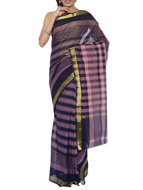 striped motif woven saree - 16016113 - Standard Image - 1