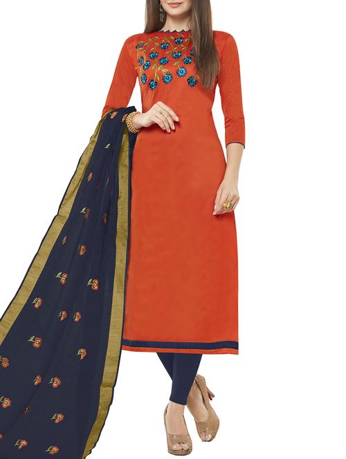 embroidered churidaar suit unstitched suit - 16016380 - Standard Image - 1