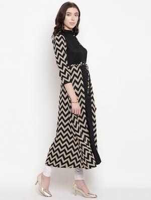chevron a-line kurta - 16016533 - Standard Image - 2