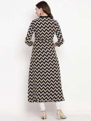 chevron a-line kurta - 16016533 - Standard Image - 3