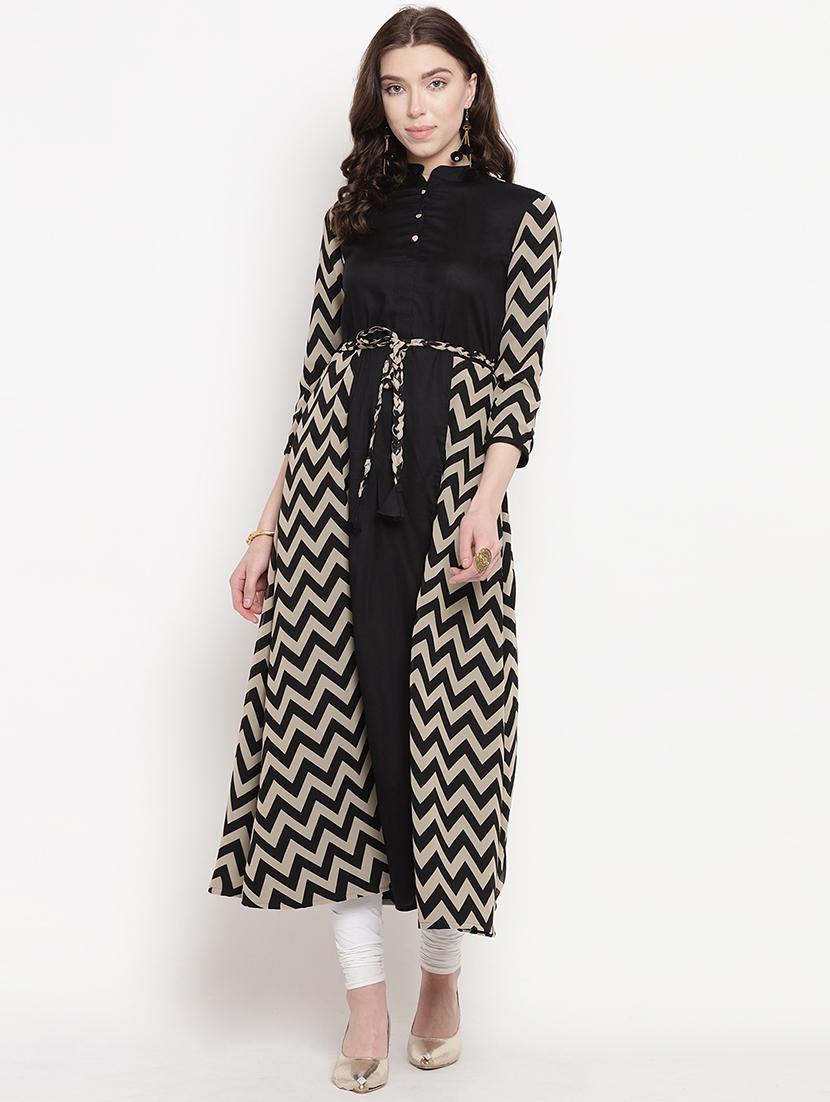 chevron a-line kurta - 16016533 - Zoom Image - 1