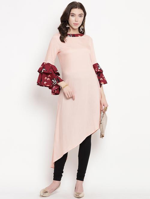 bell sleeves high-low kurta - 16016538 - Very Small Image - 1