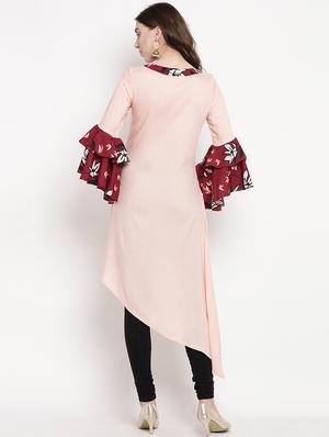 bell sleeves high-low kurta - 16016538 - Standard Image - 3