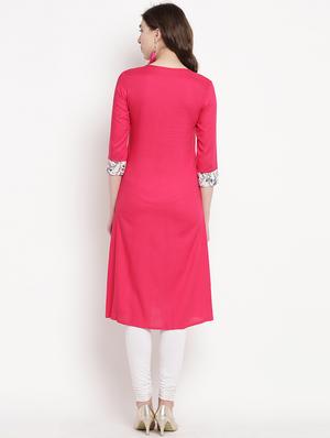 printed a-line kurta - 16016539 - Standard Image - 3