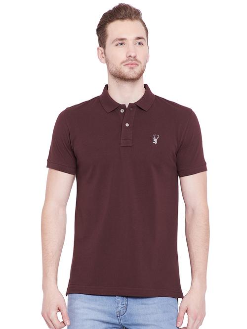 brown solid polo tshirt - 16016563 - Standard Image - 1