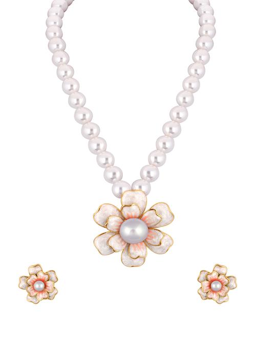 white brass necklaces and earring - 16016665 - Standard Image - 1