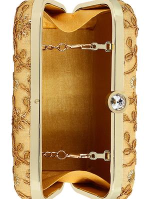 beige metal box clutch - 16016819 - Standard Image - 3