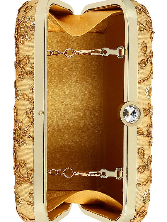 beige metal box clutch - 16016819 - Zoom Image - 3