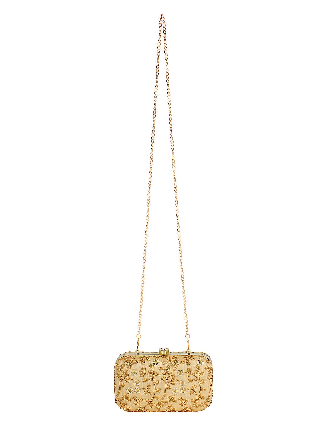 beige metal box clutch - 16016819 - Zoom Image - 5