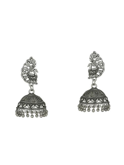 silver metal jhumka earring - 16016842 - Very Small Image - 1